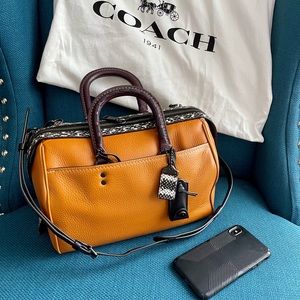Coach 1941 Rogue Satchel In Glovetanned Pebble Leather w Colorblock Snake detail